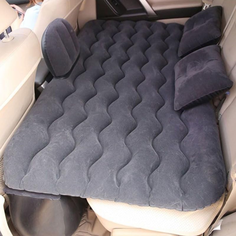 Car Air Mattress for Jeep Gladiator, Inflatable Back Seat Sleeping Pad with Pump & 2 Pillows, Folding Portable Camping Bed for Travel& Road Trips,Black