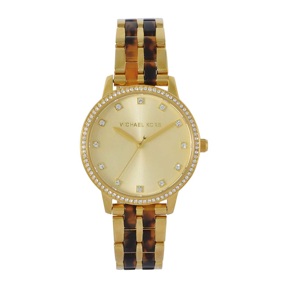 Michael Kors Ladies 36.00mm Quartz Watch with Gold Analogue dial and Multicolour Metal Bracelet Strap MK4395
