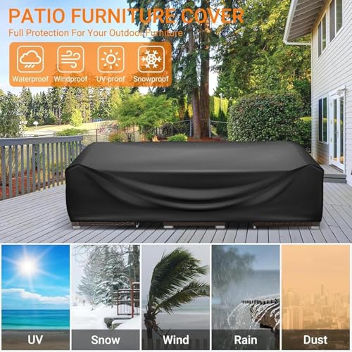 Housse table de jardin imperméable et bâche Oxford 420D résistante au vent