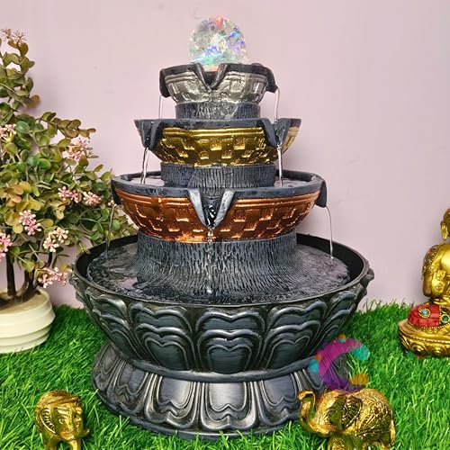 Image of Four Step Table Top Decorative Water Fountain for Home Decor /Office /Indoor & Outdoor /Garden /Puja Room /Vaastu (C-064)