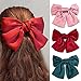 Produktbild Genglass Bowknot Haarspangen Rote Schleife Clip Seidige Satinbandschleifen Craft Bows Große Haarschleifen-Clips für Damen und Mädchen (3 Stück)