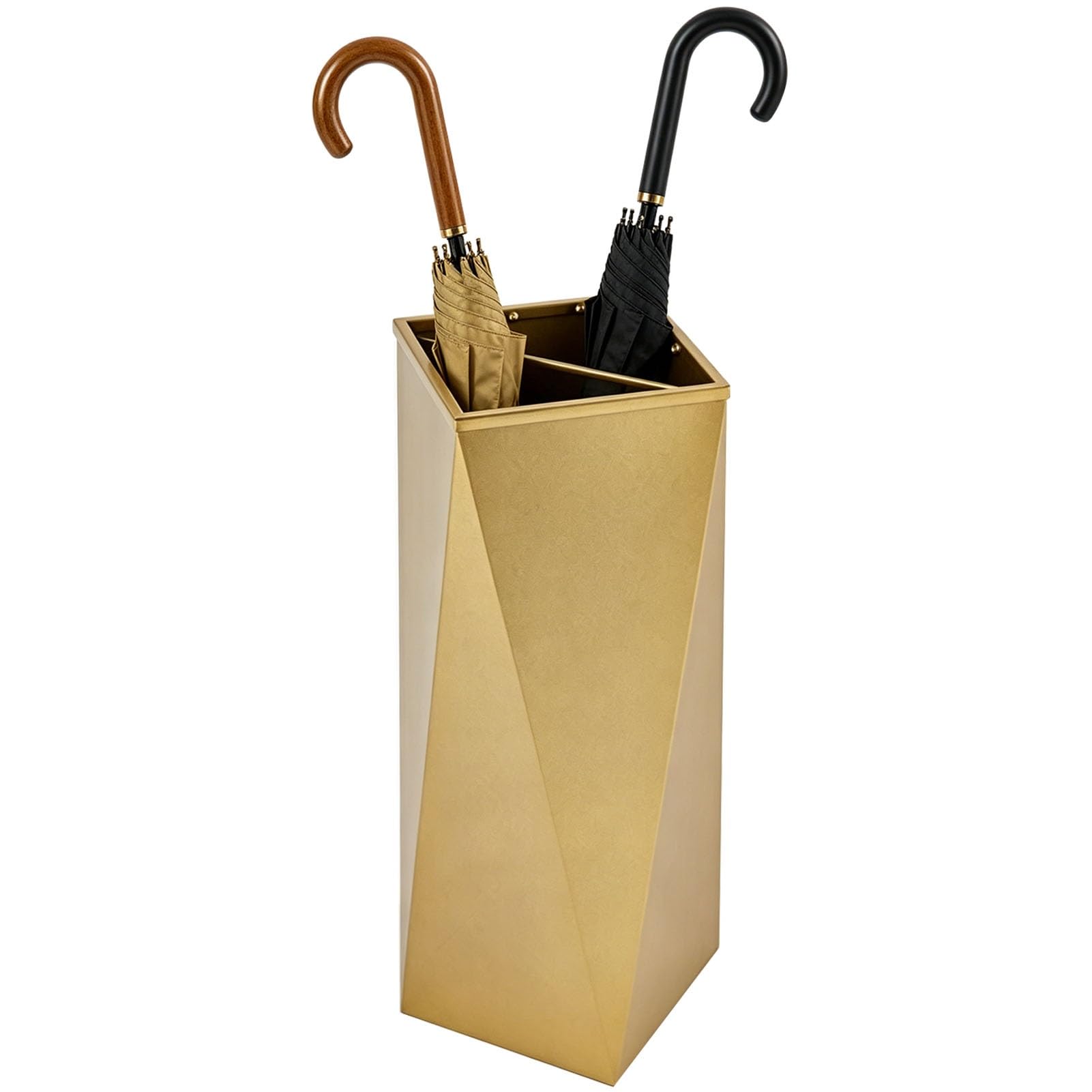 Hamankim Umbrella Holder for Entryway - Modern Waterproof Metal Umbrella Storage Rack for Apartment Hallway - Freestanding Umbrella Bucket for Home Hotel Office Shop(Gold)