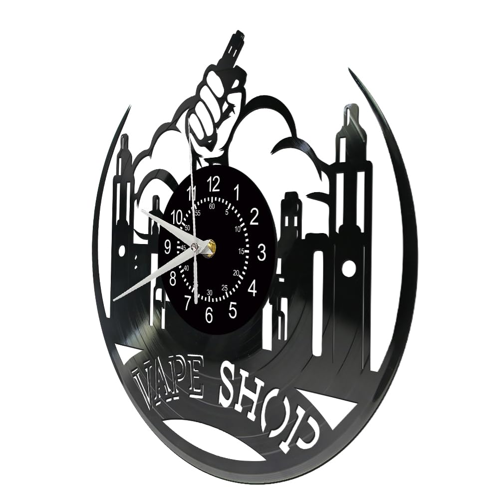 Amazon.com: Timeglow 12 Inch Vape Shop Electronic Cigarettes Smoker Wall  Clock, Vintage Smoking Wall Clock Silent Non Ticking Vinyl Record Wall  Watch Clock Battery Operated for Man Cave Vaping Bar Pub Vapor