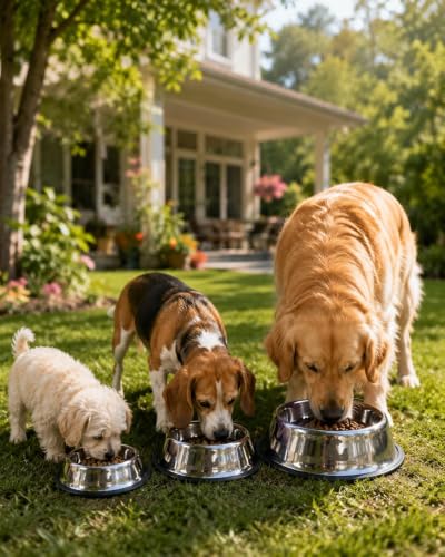 Image of Pets Empire Dog & Cat Bowls Stainless Steel, Pack of 3, Anti-Skid Feeding Bowls for Food & Water, Heavy Duty Metal Pet Bowl, Rust Proof, Dishwasher Safe for Puppies, Cats & Dogs (3, (200 +400+700 ML))
