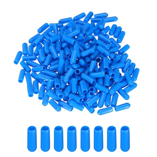 Image of MECCANIXITY 200pcs 5mm(3 /16 inch) Rubber End Caps Cover PVC Vinyl Screw Thread Protector Round Wire Shelf Caps for Screw Bolt Pipe Fence Post, Light Blue