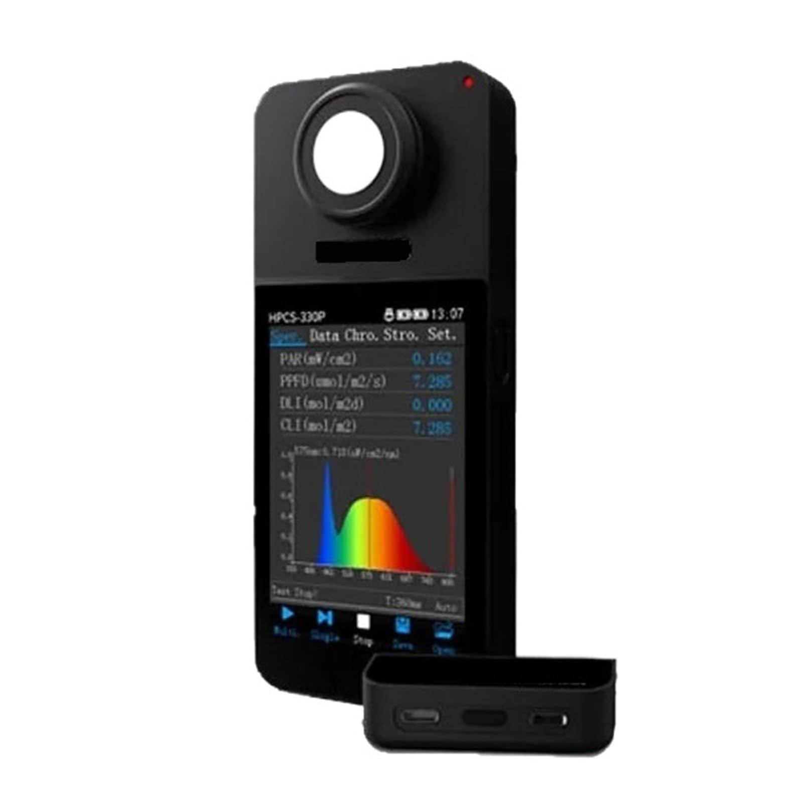 HPCS330P Handspektrometer PAR PPFD-Messgerät 350-800 nm | Unterstützt PC-Software-Touchscreen zur Umgebungsüberwachung
