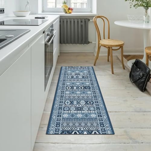 Alfombra de pasillo azul de 80x150 cm que da vida y confort a tu cocina o dormitorio 5