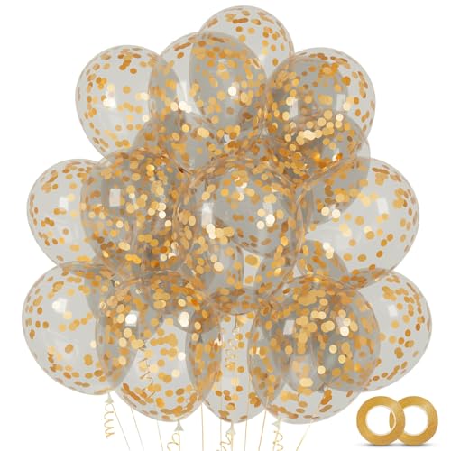 Image of 100pcs Gold Confetti Balloons 12 inch | Gold Confetti balloon for Balloon Garland or Arch, Graduation Birthday Wedding, Engagement, New Years Party Decorations