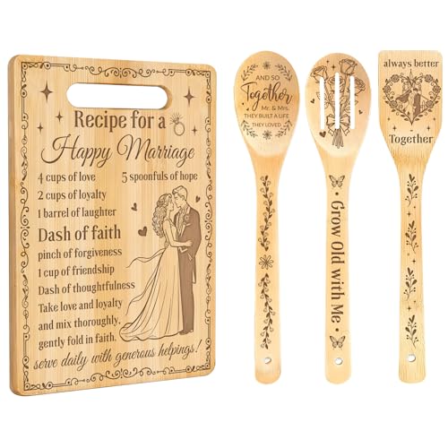 Tabla de Cortar Personalizada para Parejas con Siluetas de Esposo y Esposa, Tabla de Bambú con Cuchara Incluida, Ideal como Regalo para Aniversario, Boda o Cumpleaños miniatura 1