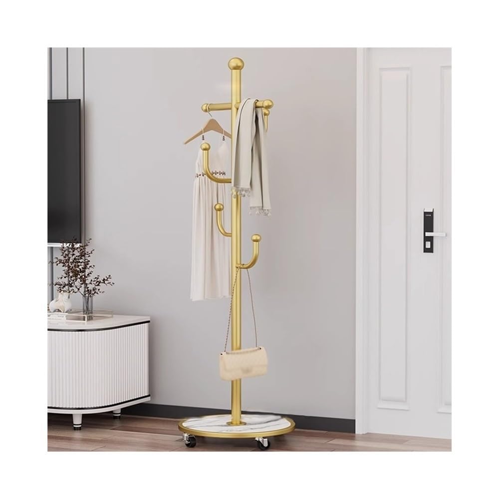 Zyyanshop Gold Coat Rack Tree Household Clothes Coat Rack Floor Bedroom Hanger
