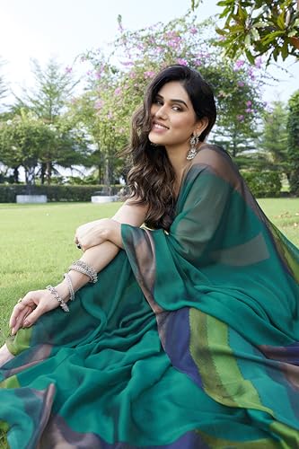 Image of MIRCHI FASHION Women's Ready to Wear 1 Minute Drape Chiffon Printed Saree with Blouse Piece