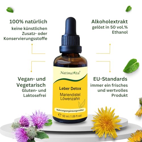 Leber Detox Mariendistel und Löwenzahn - 50 ml - mit Bitterstoffen - natürliche Unterstützung der Leberfunktion, Galle & Verdauung - 100% natürlich - NatimaVita – Bild 4
