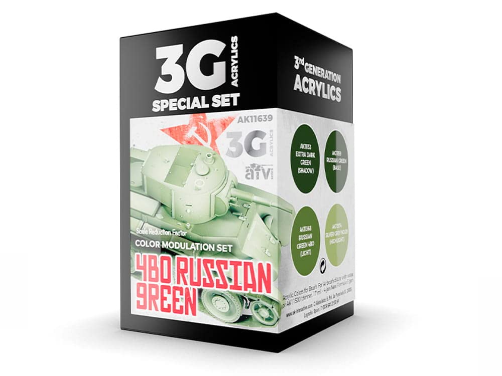 Ak Interactive Green Ak Acrylics 3Gen Avf Set Ak11639 Modulation 4Bo Russian 3G (4X17ml)