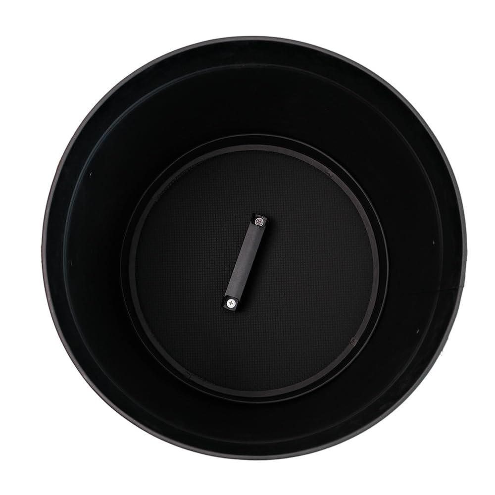 FACILITYS Réservoir à Pellets 51L avec Pelle et Tamis, Bac à Granulés en Acier Noir Design, Coffre à Pellets pour Poêle à Granulé, Seau à Pellets avec Filtration Anti Poussière
