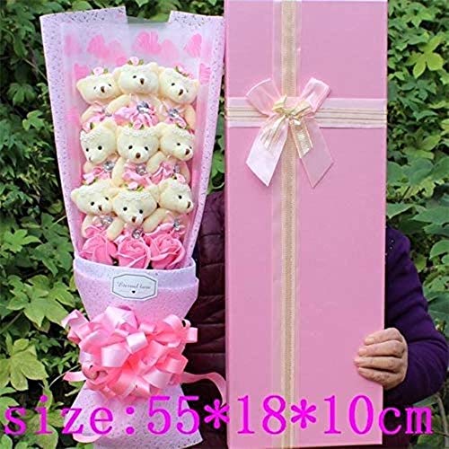 Preisvergleich Produktbild Hailun Handgemachte reizende Teddybär-Plüsch Karikatur-Blumenstrauß Geschenk-Box mit Seife Kreative Geburtstag Blumen