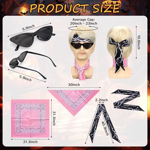 Lanshash Short Blonde Cosplay Wig For Halloween Party With Sunglasses, Headband And Neckerchief, Halloween Costume Synthetic Mens Cosplay Hair Wigs For Halloween Party And Daily Wear thumb #3