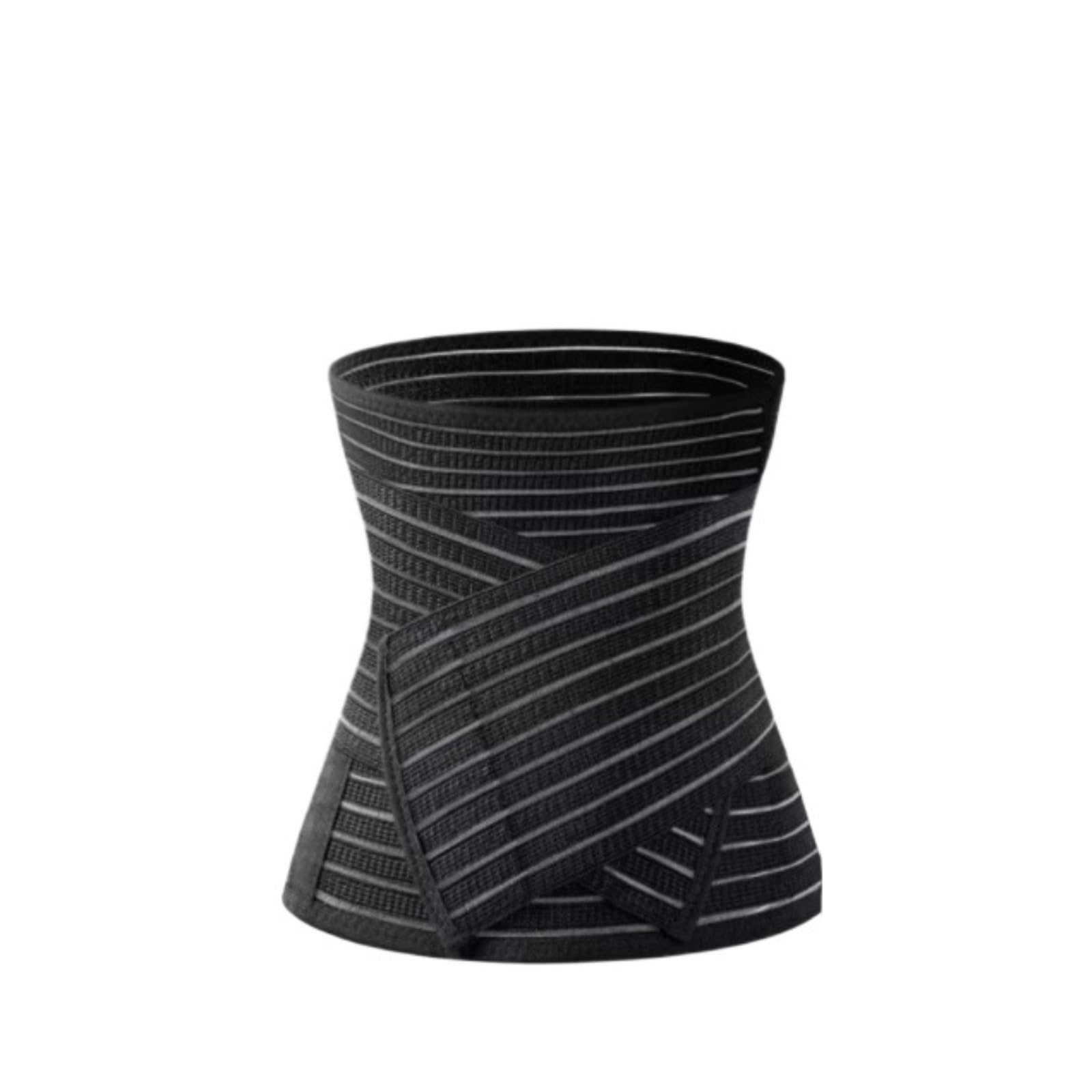 Rückenstütze Verstellbarer Kompressions-Wickel-Hüftgürtel, Stützgürtel, Taillentrainer Lendenbandage(Black,L)