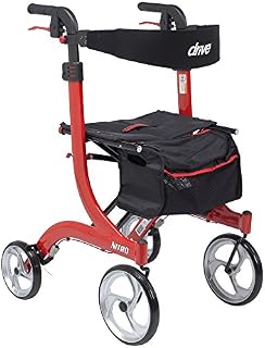 Drive Medical RTL10266-T Nitro Euro Style Walker Rollator, Tall, Red