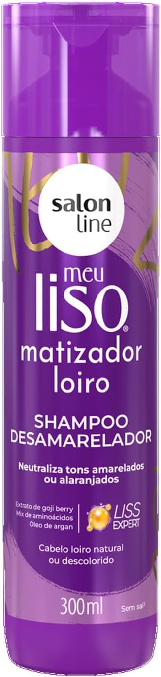 Salon Line Linha Tratamento (Meu Liso) - Shampoo Matizador #LoiroMatizado 300 Ml - ( Treatment (My Straight) Collection - #PlatinumBlond Brassiness Control Shampoo 10.14 Fl Oz)