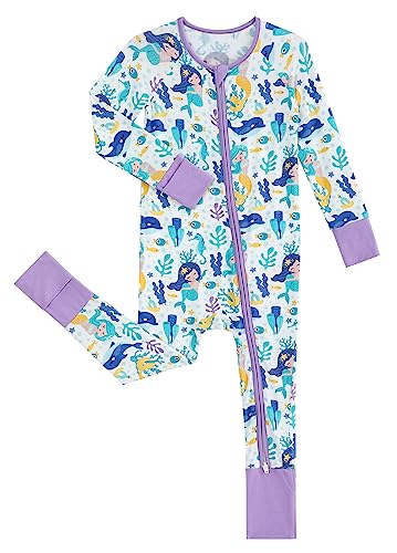 SUZEL Baby Boys Girls Footless Pajamas - Viscose from Bamboo Zippy Pjs Sleep 'N Play - Infant One Piece Romper - 0-24 Months(Mermaids, 18-24M)