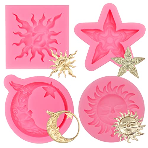 Sun God Silicone Fondant Molds, Moon God Star Chocolate Molds, Ancient Greek Mythology Theme Candy Baking Molds for Cake Decoration Cupcake Topper Clay Resin