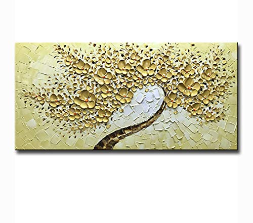 Asdam Art Paintings Tree Wall Art Canvas Paintings Flowers Modern Art Hand Painted Abstract Artwork Framed For Living Room Bedroom Dining Room Gold 20x40 Inch Buy Online In United Arab Emirates At