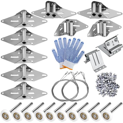 Romalon 2026 Upgraded Garage Door Hardware Kit - 10 Nylon Rollers 9 Hinges 2 Top Brackets 2 x 118 Wire Ropes | Fits 7 Residential Garage Doors