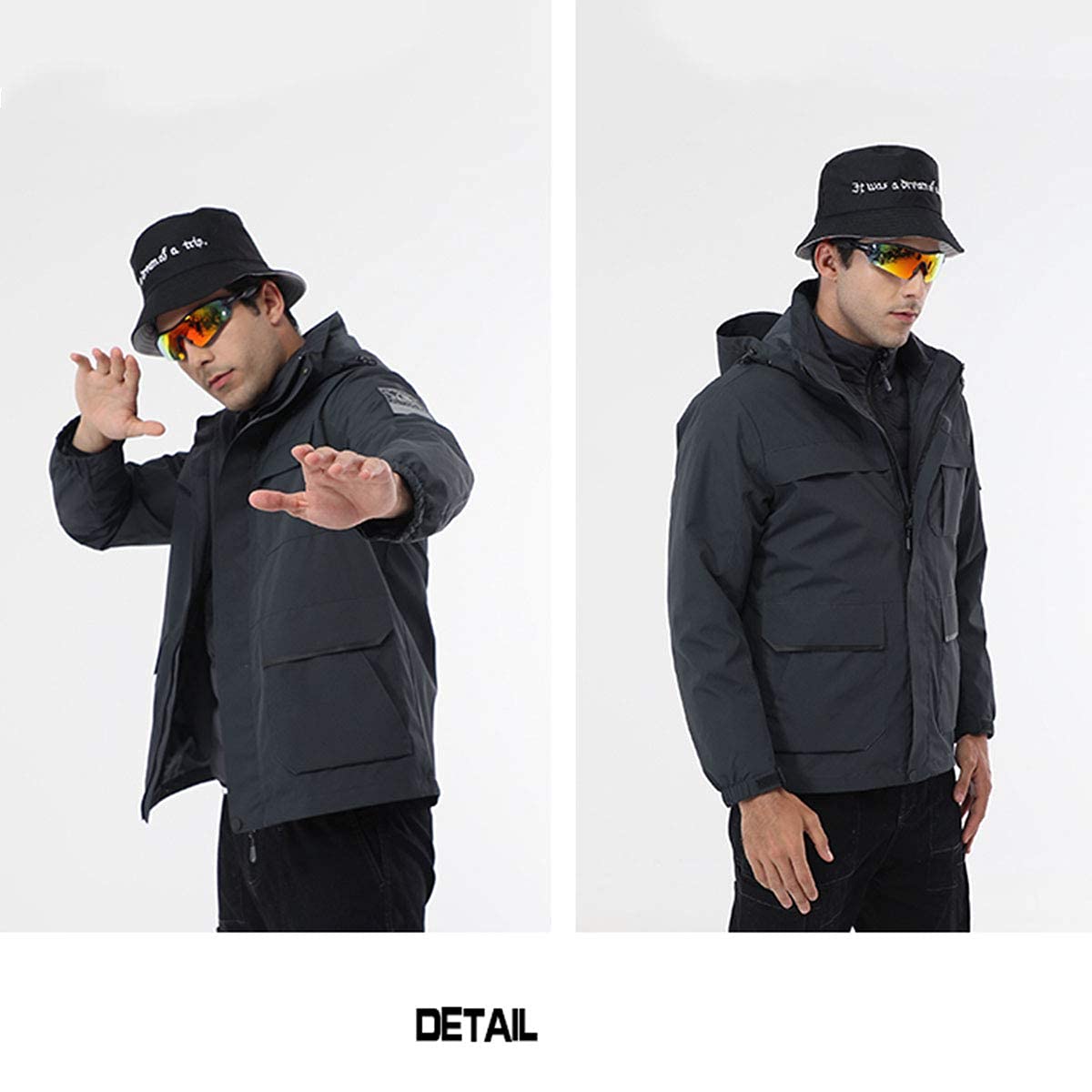 MU Herren-Wasserdichte Ski-Jacke - Daunenjacke - Fleece-Windundurchlässiger Berg Winter Schnee Jacke Warmen Outdoor Sports-Regen-Mantel Mit Kapuze Kleidung Geeignet/Grey/6Xl