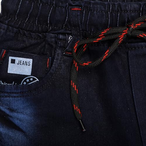 Image of Boys Regular fit,Light Blue,Drawstring Elastic Waistband,Stretchable Cotton Denim, Clean Look,Casual,Below Knee Length, 3 /4 Shorts