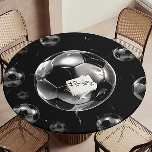 Nappe ronde ajustée élastique imperméable noire lavable pour table de jardin - 6