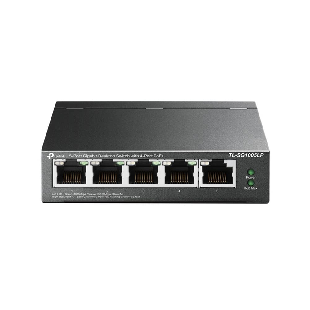 TP-Link TL-SG1005LP Switch Gigabit Ethernet 5 Porte con 4 Porte PoE Fino a 40 W, 5 Porte Gigabit, PoE+, 802.3af/at, Ideale per la Casa e il Ufficio, Sdoppiatore Ethernet, Plug&Play, Montaggio Desktop