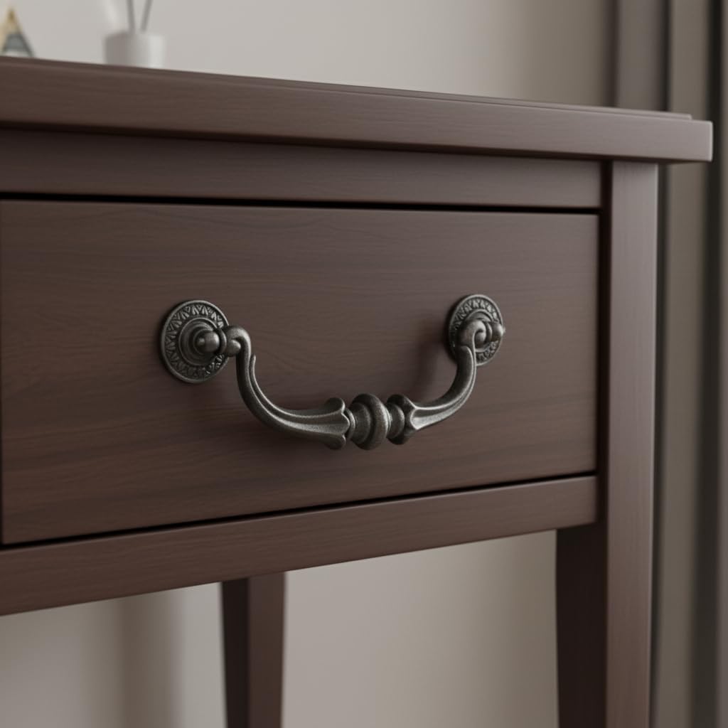 5.5 5 1/2 C-C Inch Drawer Pulls, 2 Pack 140mm Hole Centers Vintage Style Large Drop Bail Handles for Dresser, Cabinet, Furniture Knob Hardware, Dark Antique Bronze English Black Pull Swing Handles