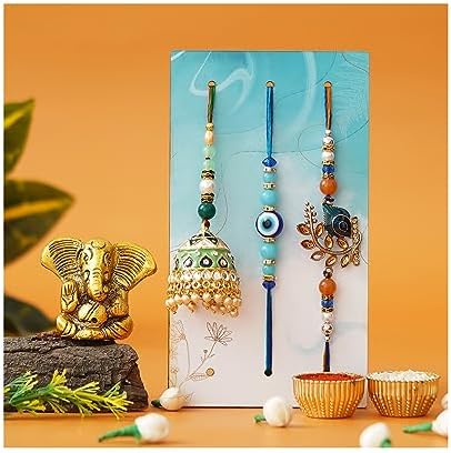 BAMALI Customized Rakhi Combo Gift For Brother & Bhabhi – Lumba Rakhi Set With Roli And Chawal For Raksha Bandhan - View #2