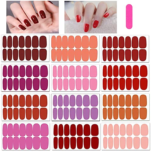MWOOT (12 Feuilles 196Pcs) Nail Art Sticker, Couverture complète Rouge Ongle Autocollants Décorations Manucure pour Ongles,de couleurs mélangées 3D conçoivent...