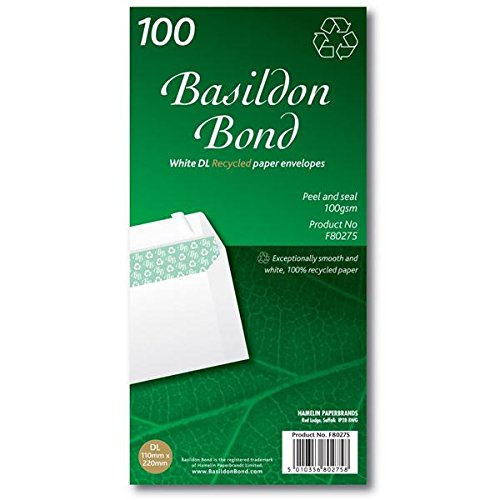 Basildon Bond Envelopes Recycled Wallet Peel and Seal 100gsm DL White Ref F80275 [Pack 100]