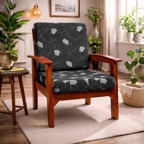 Image of STITCHNEST 'Contour Fit Series' Stretchable Printed Wooden Sofa Cover (Pack of 10) - Elastic Wooden Chair Cover | Wooden Sofa Seat Cover | Size - 20-21 x 20-21 x 3-5 in