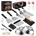 28PCS Griddle Accessories Kit, Flat Top Grill Accessories Set for Blackstone and Camp Chef, Barbecue Accessories Set with 2pcs Basting Cover, Enlarged Spatulas, Griddle Press