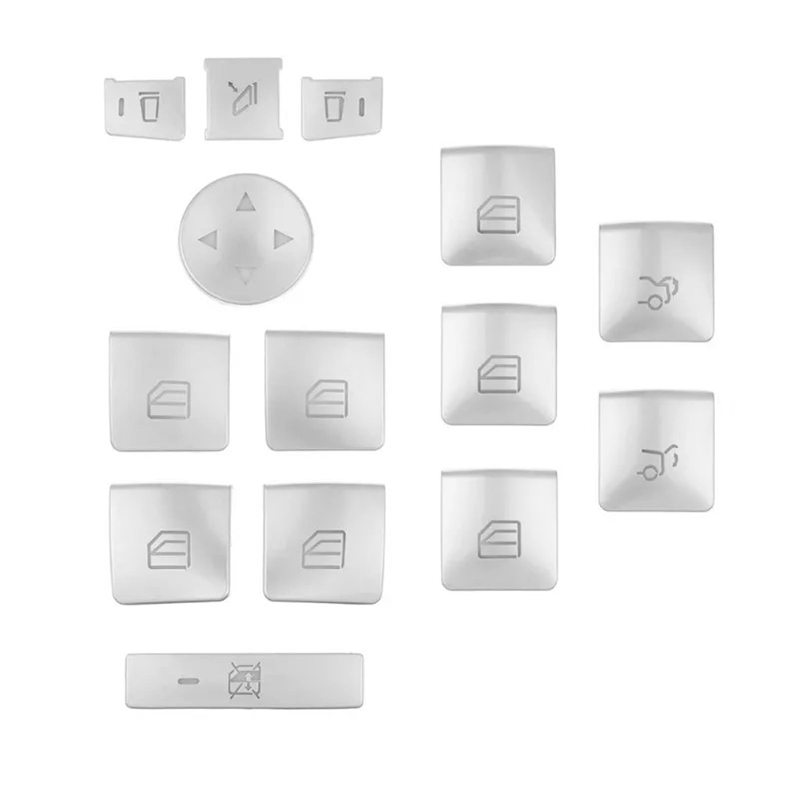 Button Repair Stickers Compatible with Benz for E Class for W204 W212 Car Steering Wheel Button Door Unlock Memory Window Lift Sticker(Silver,Size4)
