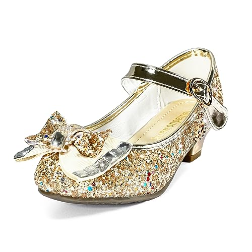 TRIWORIAE-Chaussures de Princesse à Talon pour Filles avec Paillettes Chaussures Reine Chaussures de Déguisement Scintillantes pour Fêtes et Anniversaires...