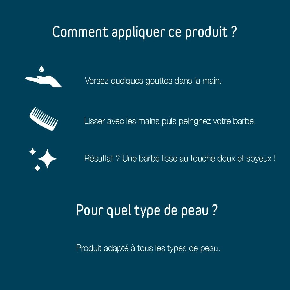 66°30 - Huile à Barbe Bio - 8 Huiles Végétales - Adoucit, Lisse, Hydrate - 5-en-1-30ml