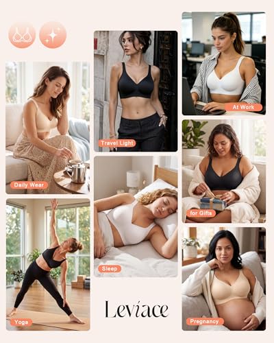 leviace Wireless Jelly Bras for Women with Support Anti Slip Wide Straps Push Up Full Cove - image 8