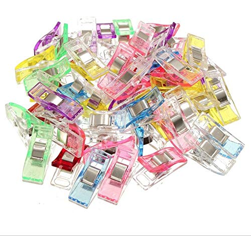 JINGBOSHI 100 Pack DIY Plastic Wonder Clips Sewing Craft Patchwork Fabric Quilting Knitting Clamps Home Office Supply Garment Clips