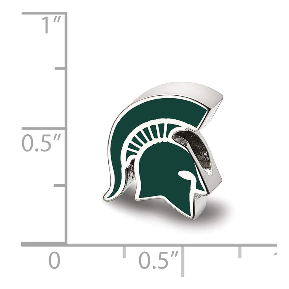LogoArt Logo Art Sterling Silver Michigan State Spartan Head Enameled Logo Bead