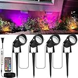 4 Pack Mardi Gras Spotlight Outdoor, 24W RGB Color Changing Landscape Lighting...