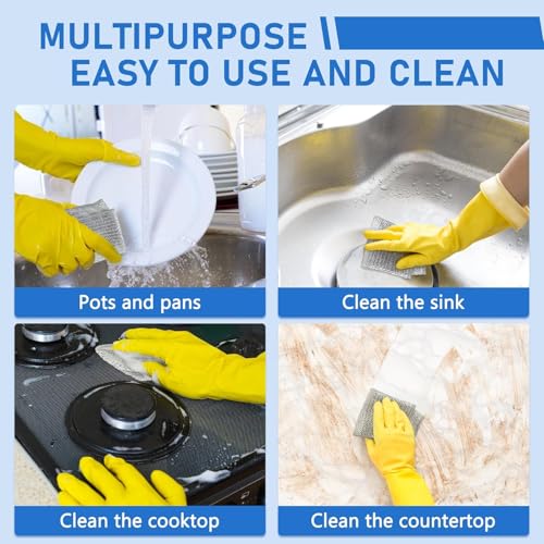 Image of HOUSELY Non Scratch Wire Dish Cloth (Pack of 10), Steel Scrubber for Utensils Cleaning, Multipurpose Wet and Dry Cleaning, Stainless-Steel Dish Wash Scrubber for Washing Dishes, Sinks, Counters
