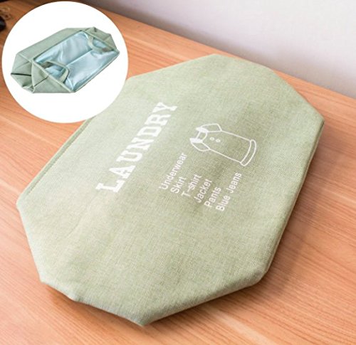 Generic Multipurpose Oxford Fabric Square Shaped Foldable Open Laundry Storage Basket with Handle (35.5x36x27cm, Green) 4