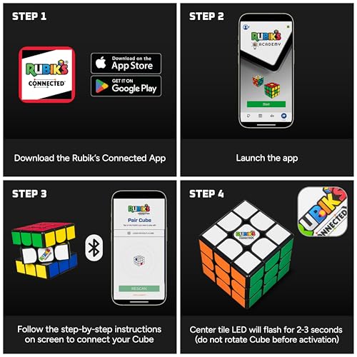 Image of Rubik's Cube, The Official Rubik's ConnectedX, Bluetooth-Enabled 3x3 Speed Cube with Guided Learning App for Beginners, Brain Teaser Fidget Toy & Puzzle for Adults, Teens, & Kids, for Ages 8 & Up