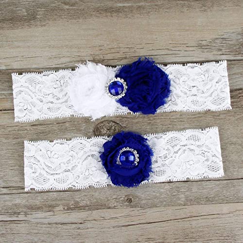 TONZN Giarrettiera Elasticizzata con Fiocco in Pizzo, Giarrettiera per Gamba in Pizzo con Fiore Piatto da Sposa-Bianco_Taglia Unica (Bianco Taglia Unica) (Bianco Taglia Unica)