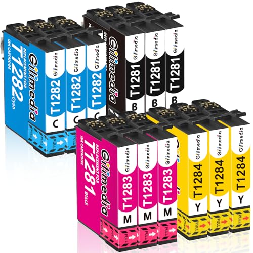 T1285 Multipack Ink Cartridges, for Epson T1285 T1281 T1282 T1283 T1284 Printer Ink, with Epson Stylus SX235W SX445W SX435W SX125 SX425W SX130 BX305FW SX438W BX305F S22 SX230 Printer, Gilimedia 12Pack