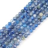 GEM-Inside 3 mm natürlicher Kyanit-Edelstein, Quarz, facettiert, rund, winzig, klein, Abstandshalter, Perlen für Schmuckherstellung, Armband, Ohrringe, Charms, voller Strang, 38,1 cm, Blau